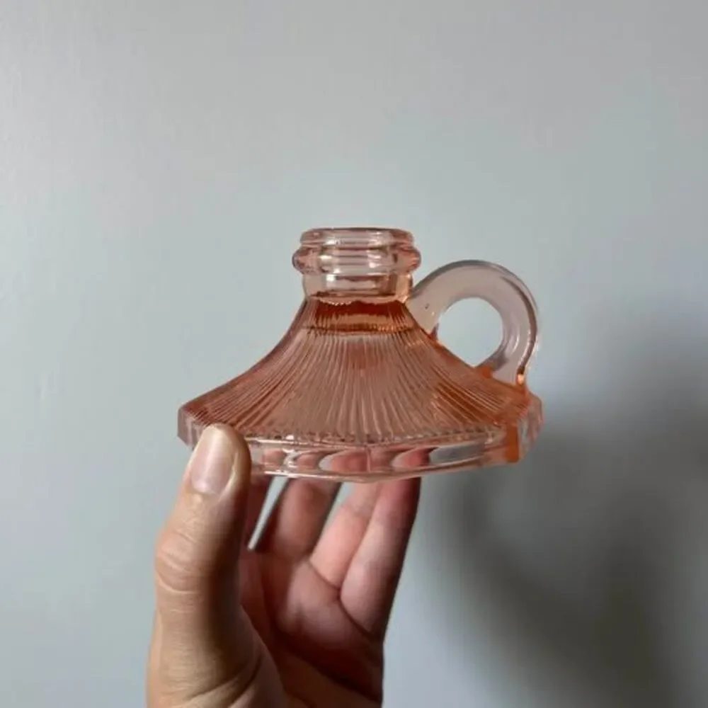 Vintage Pink Glass Chamberstick Candle Holder